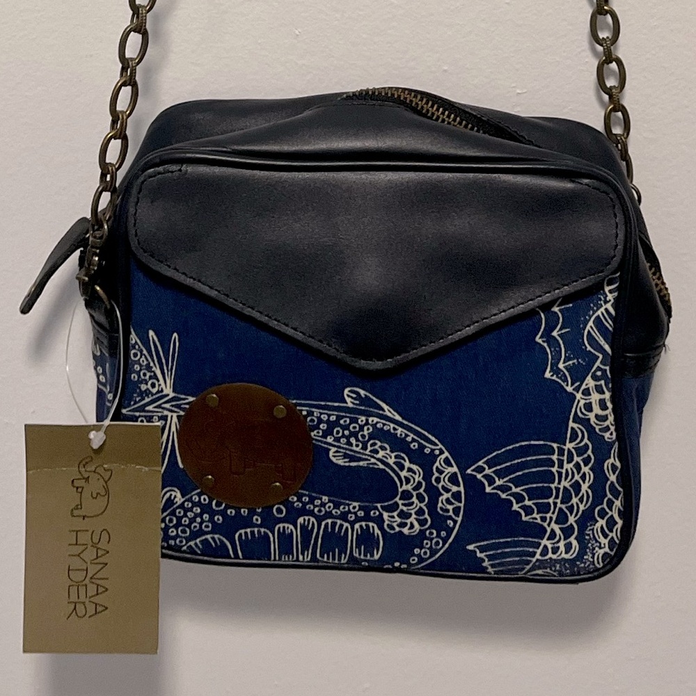 NWT Sanaa Hyder Limited Edition Fabric Crossbody Bag .